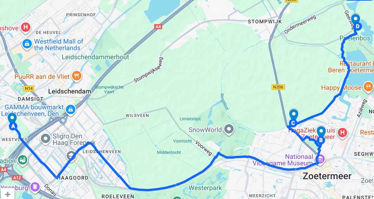 Fietsroute van Den Haag naar Zoetermeer